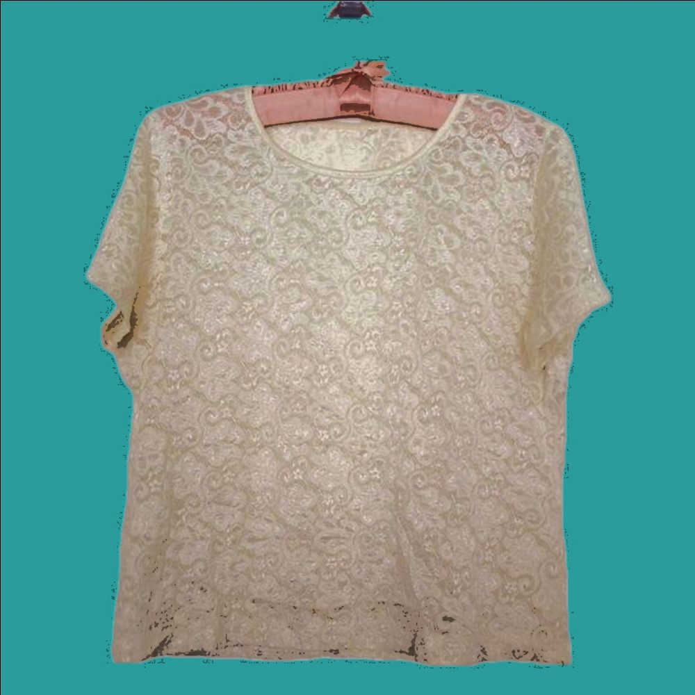 #041 Worthington Cream Lace Top. Sze. L